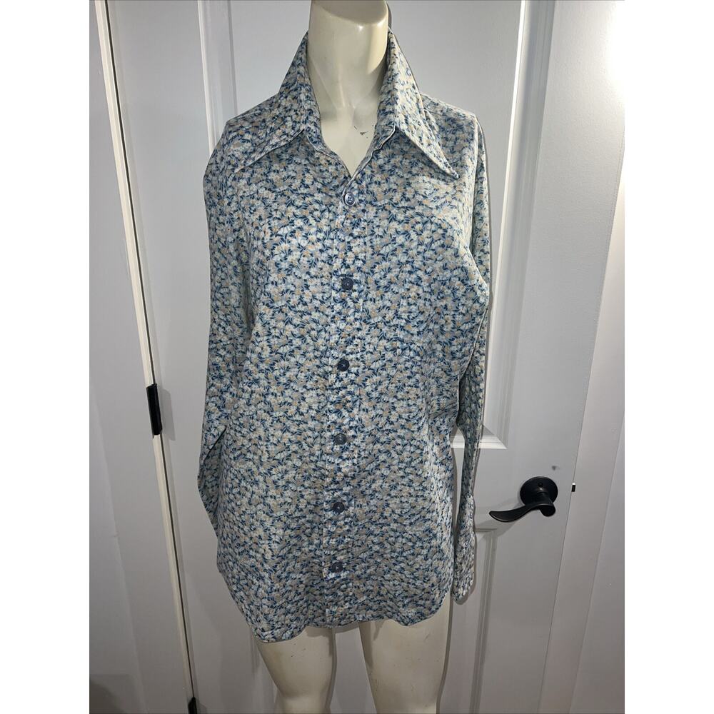 Vintage men’s floral H.I.S Pointed Collar Button Down Disco Clubbing Shirt